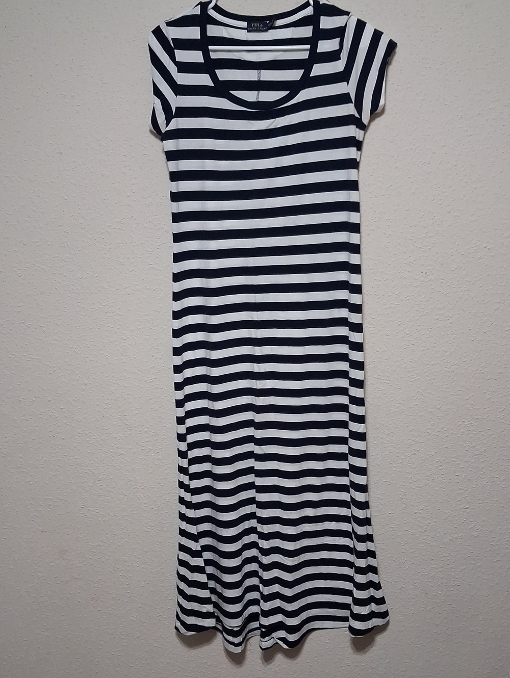 Polo by Ralph Lauren Black and White Striped Maxi Dress